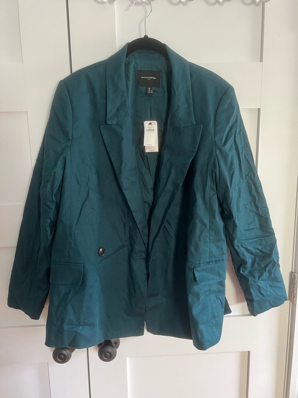 Banana Republic Teal Double-Breasted Blazer